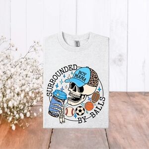 Surrounded By Balls Funny Momlife Boymom Sports Mama T Shirt